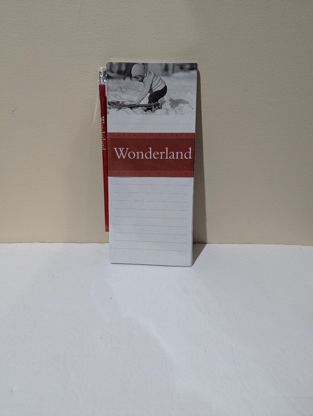 NEW WONDERLAND Red Magnetic Notepad with Matching Pencil
